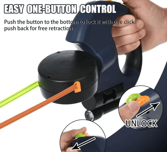 Dual Retractable Dog Leash – Walk Two Dogs Tangle-Free with One Hand - Kool Pet Essentials